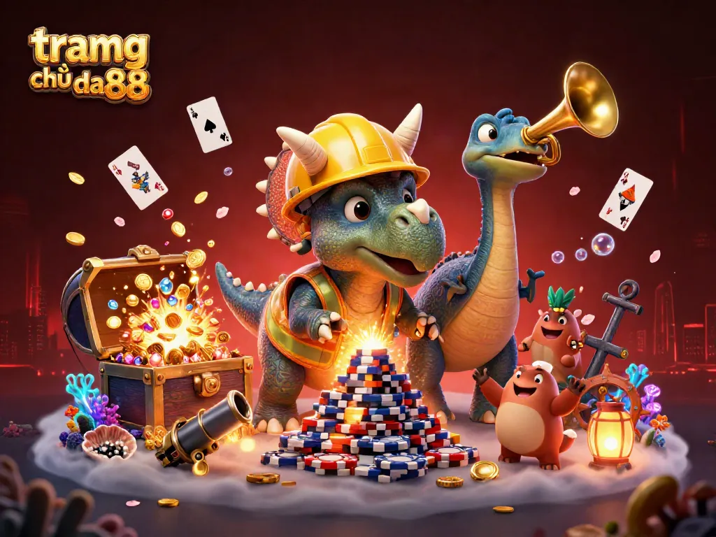 Engage with tramg chủ da88 for thrilling casino games and jackpot experiences in a vibrant 3D illustration.